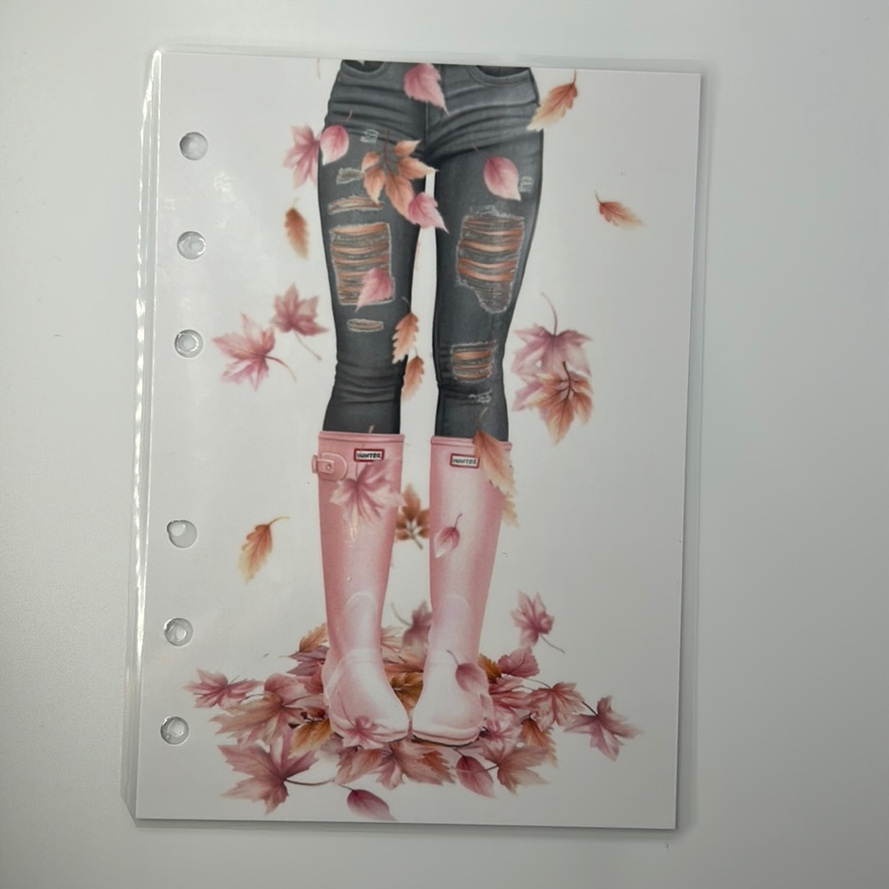 A6 - Fall Theme Picture Agenda Divider Dashboard (Girl with pink rain boots)